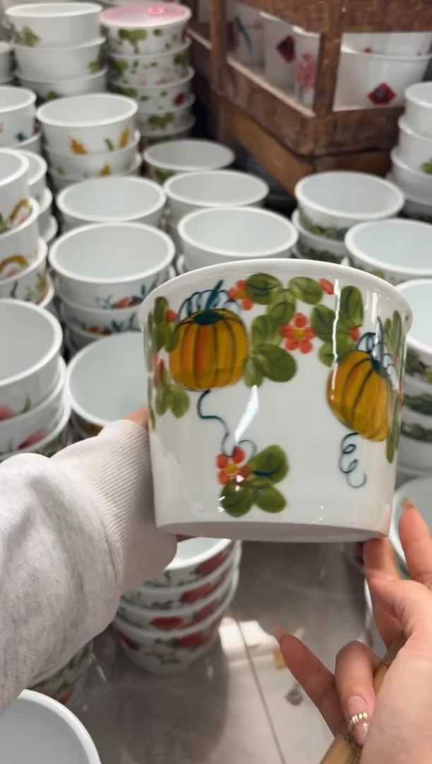 瓷片景德镇高温陶瓷食品级手绘釉中彩-大号泡面桶