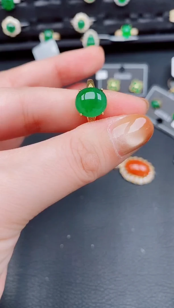 【闪购商品】翡翠戒指银S925镶嵌天然a货翡翠487