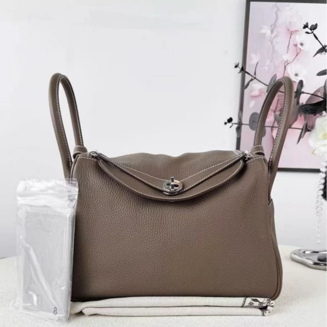 99新 Hermes/爱马仕 爱马仕LINDY30大象灰银扣a刻手提包9049004