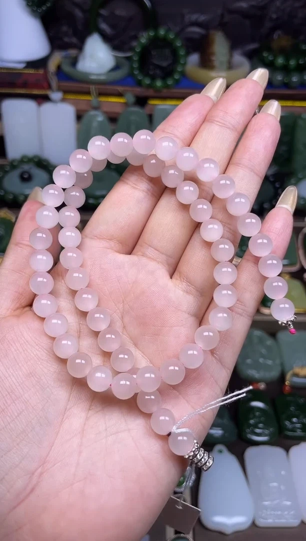 和田玉未镶嵌颈饰既**恋猫眼藕粉项链