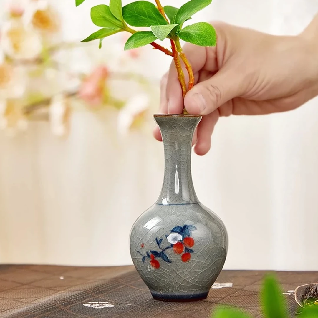 荔枝哥窑复古青花花插瓶-0078