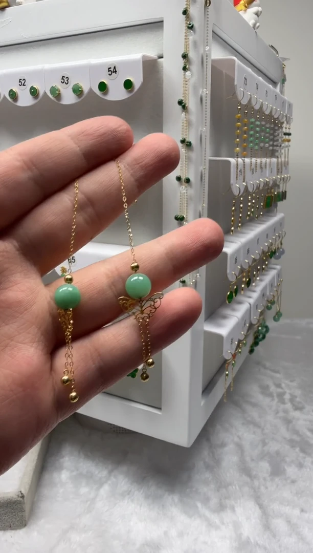 18K金镶嵌翡翠耳饰缅甸天然翡翠a货