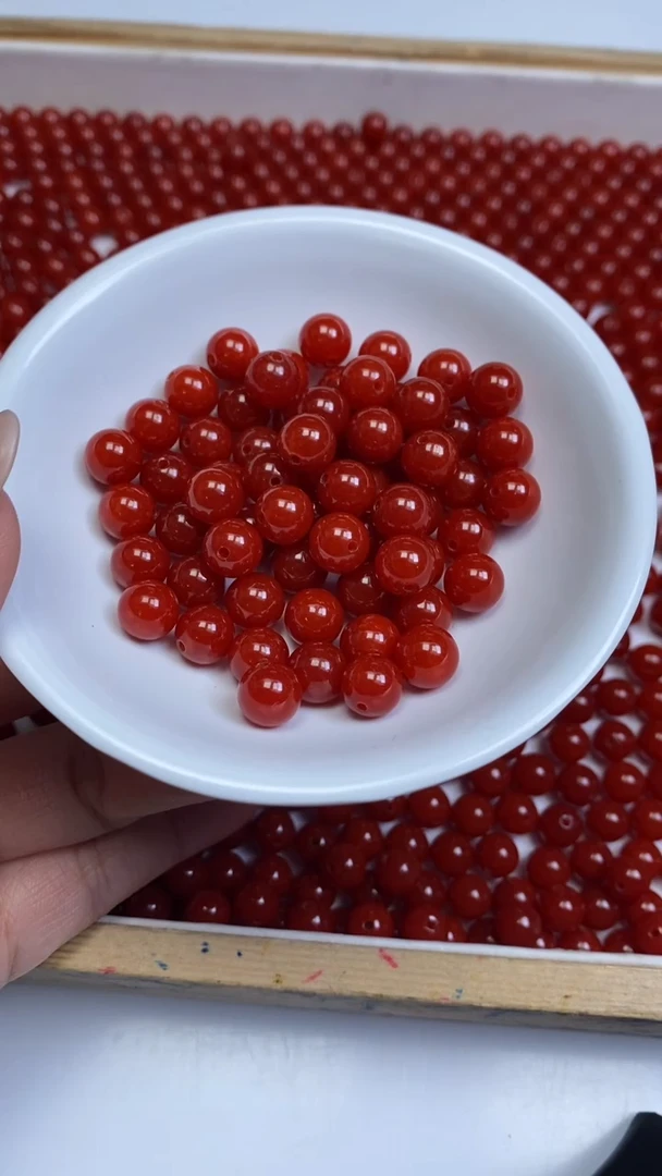 未镶嵌散珠南红玛瑙L436 柿子南红8mm25个6.8元