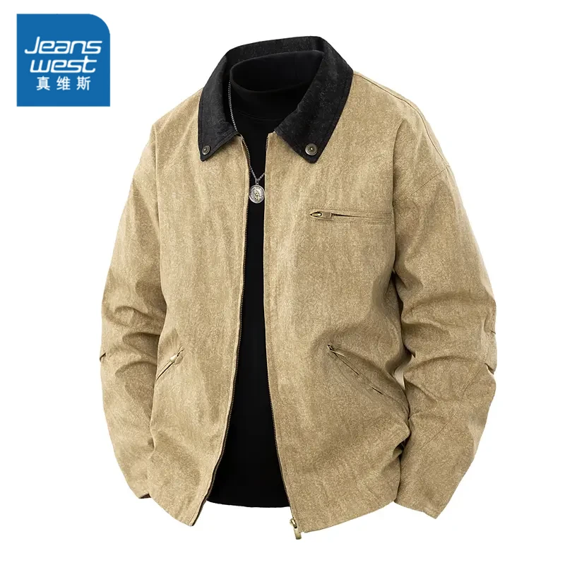 真维斯新款男女情侣夹克秋季韩版休闲潮流翻领男士百搭宽松外套男