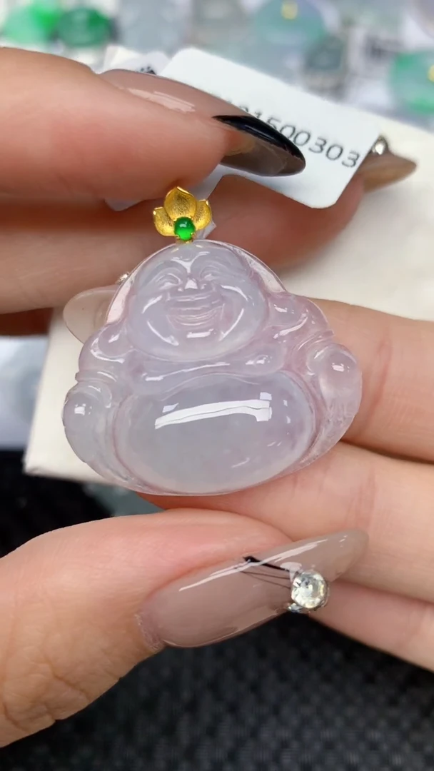 颈饰18K金镶嵌翡翠A货假一赔三支持复检百元以上九元证书费自理