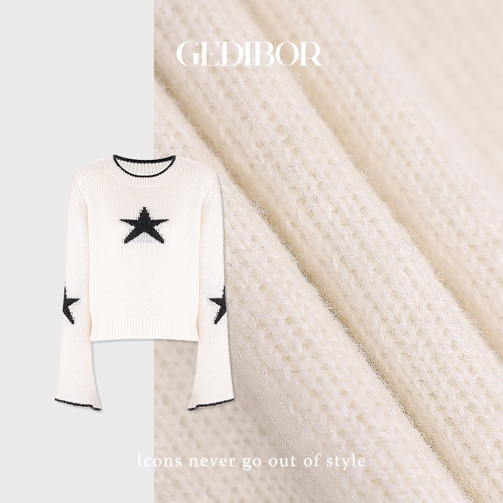 XUEXUE丨【幸运星】重磅绵羊毛羊驼毛 提花亮丝针织上衣GD25-ZZ638