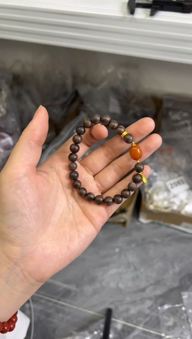 未镶嵌蜜蜡手链老蜜蜡枣珠白奇楠手串[2775]