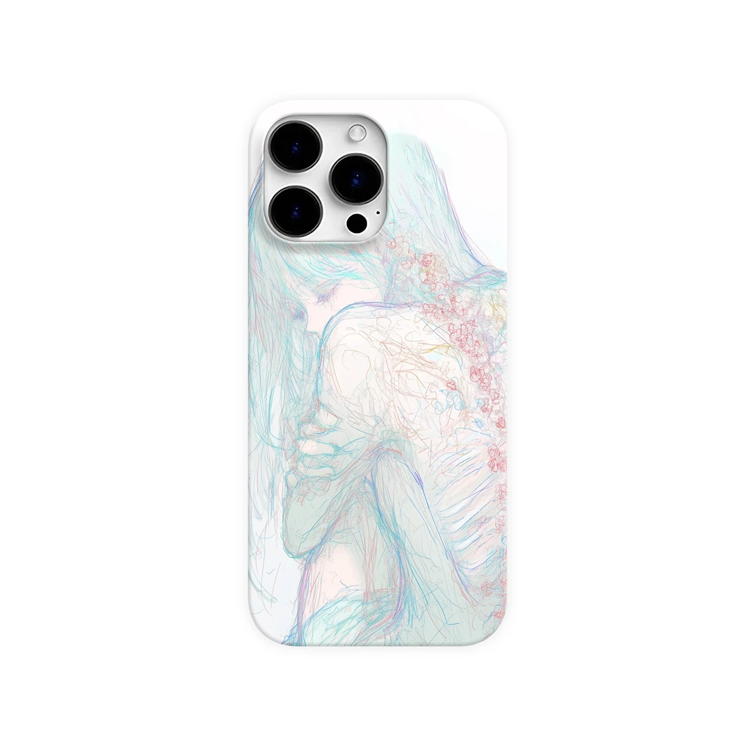 线条女孩手机壳适用于苹果16promax安卓华为荣耀vivo小米oppo一加