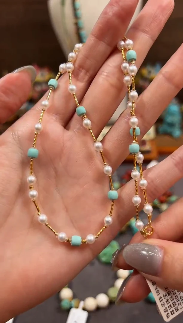 淡水珍珠18K金镶嵌颈饰珍珠项链