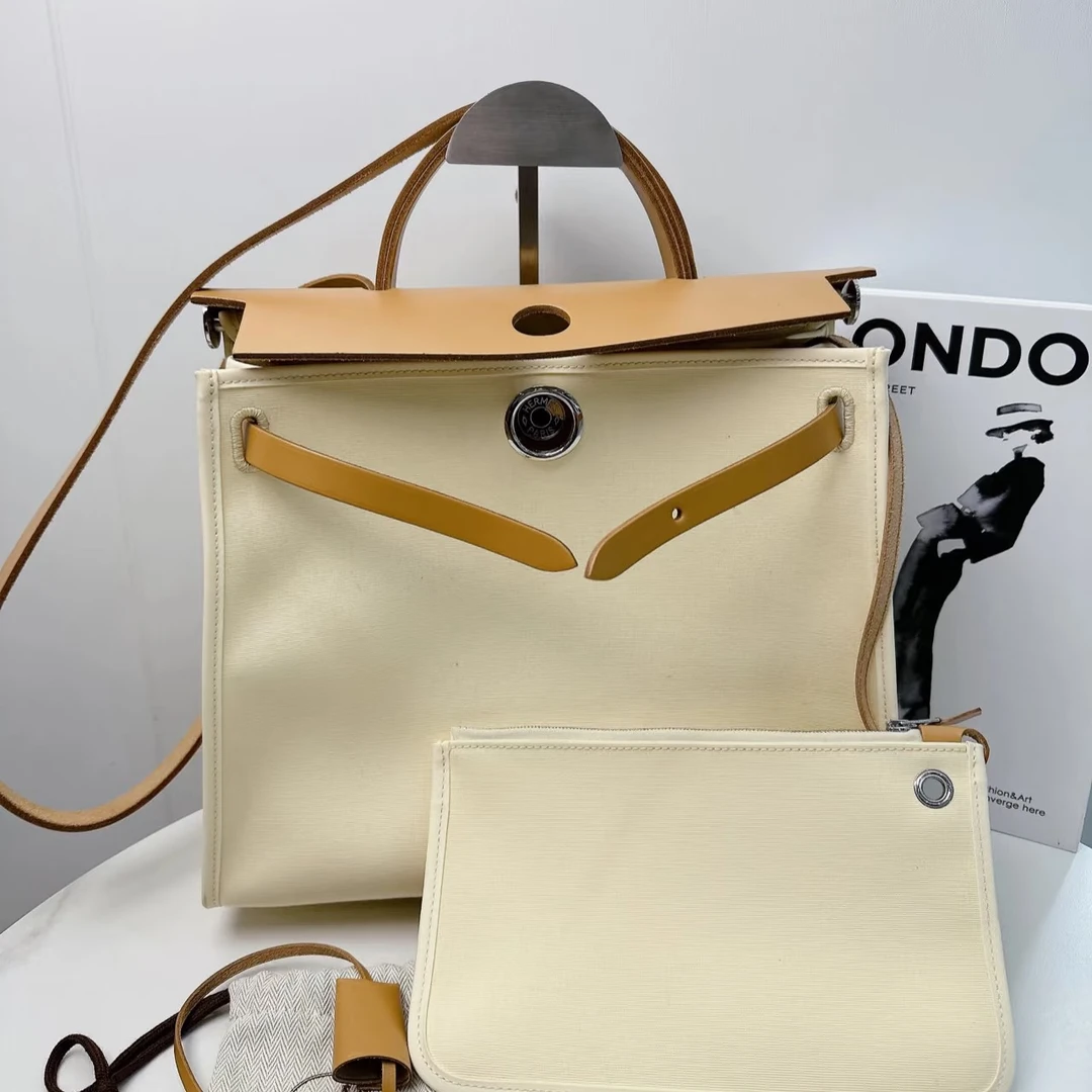 99新 Hermes/爱马仕 爱马仕herbag31奶杏色C刻单肩包