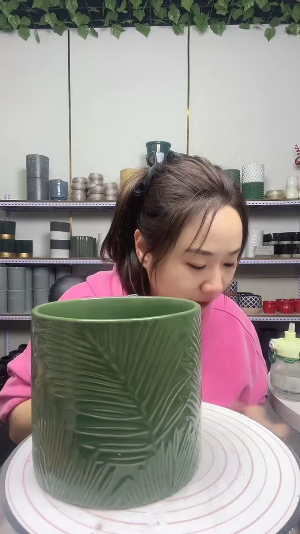 默认打孔陶瓷花盆宽高16.5-15