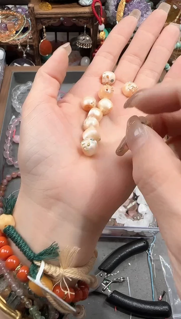 淡水珍珠银S925镶嵌大孔一单一颗