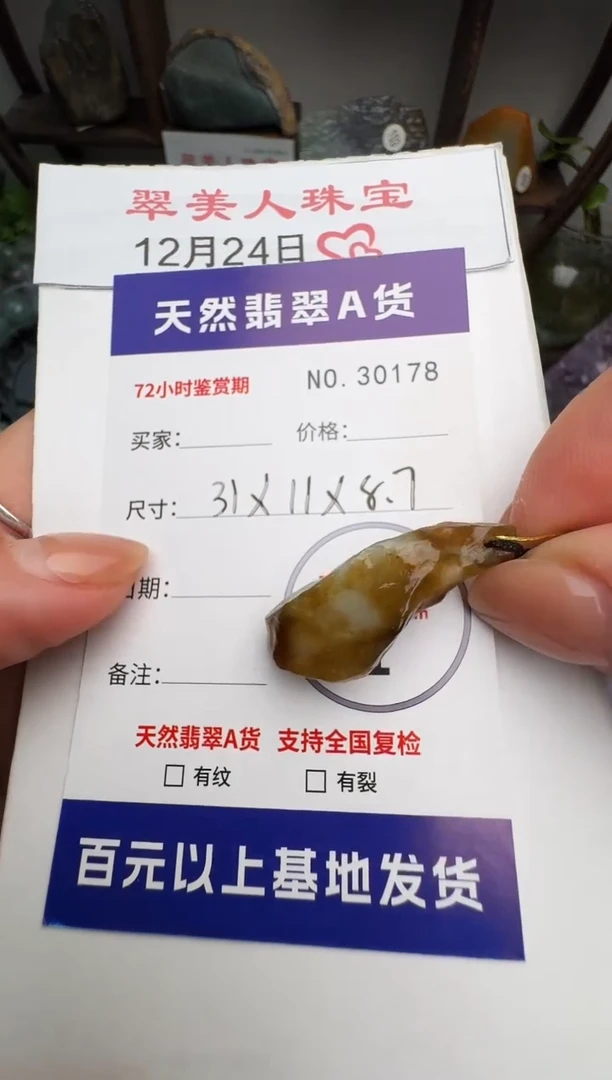 颈饰未镶嵌翡翠原石30178