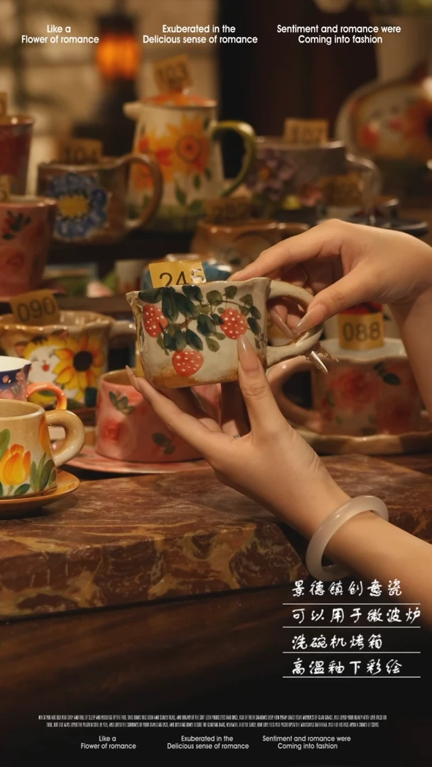 陶瓷景德镇高温手绘釉下彩设计师款式