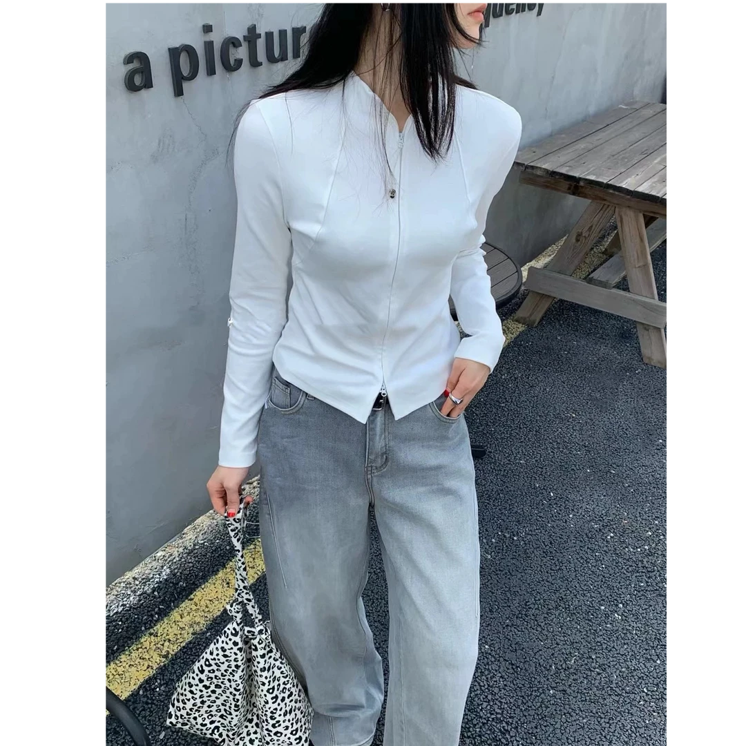 城城家【城城定制春款欧货拉链长袖打底】艾050