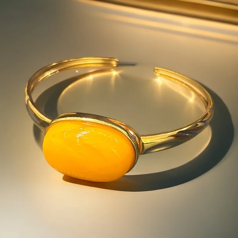 银s925镀金蜜蜡手镯YM62