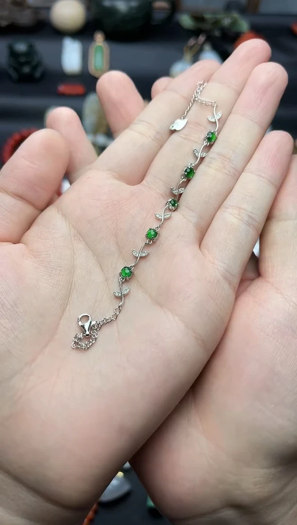 银S925镶嵌手链翡翠繁华手链06