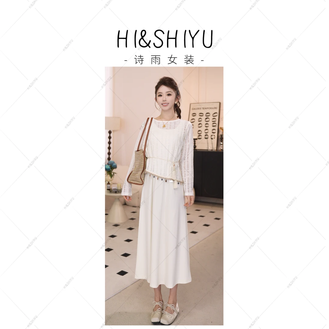 HISHIYU【法式少女】气质百搭优雅显瘦针织套装连衣裙#YBA856