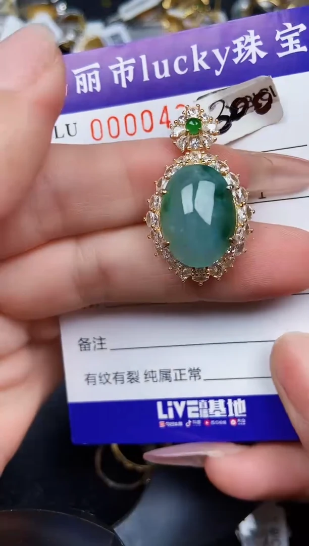 翡翠银S925镶嵌颈饰0435
