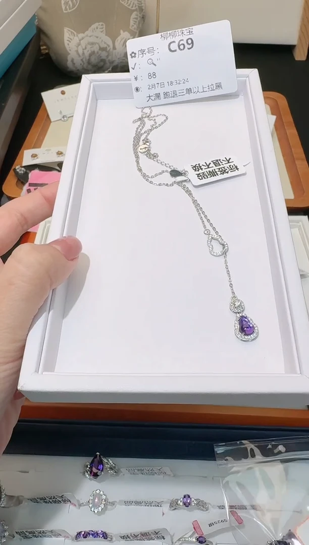 【闪购商品】水晶项链银S925镶嵌多样性发一C69