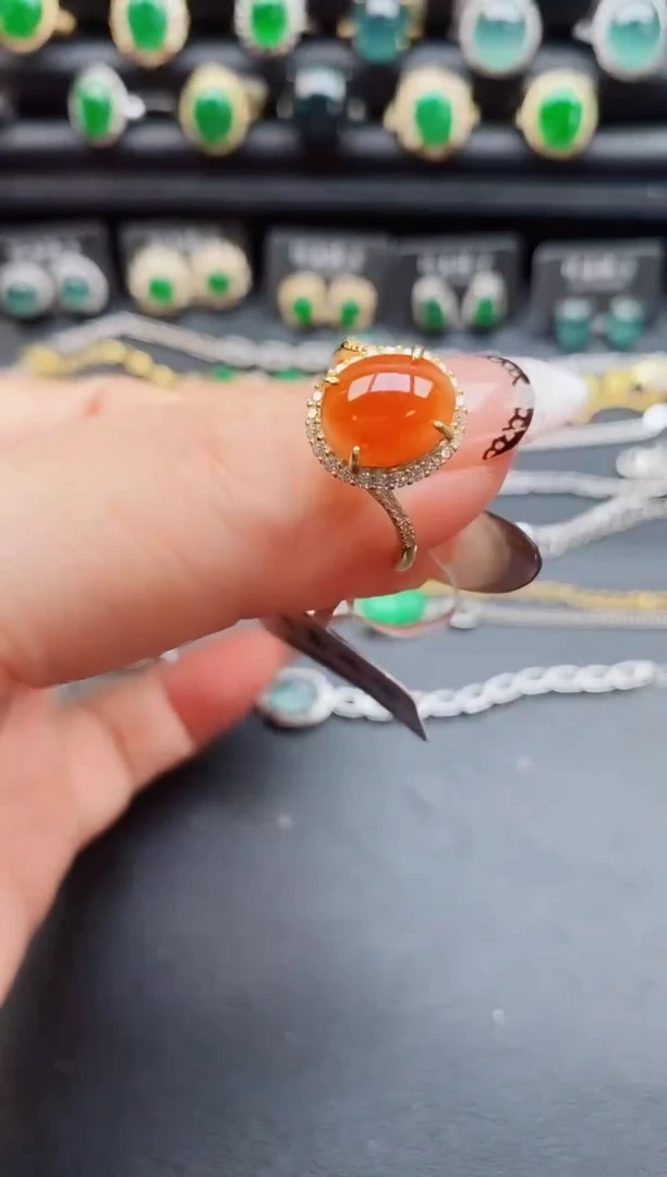 翡翠戒指银S925镶嵌5080