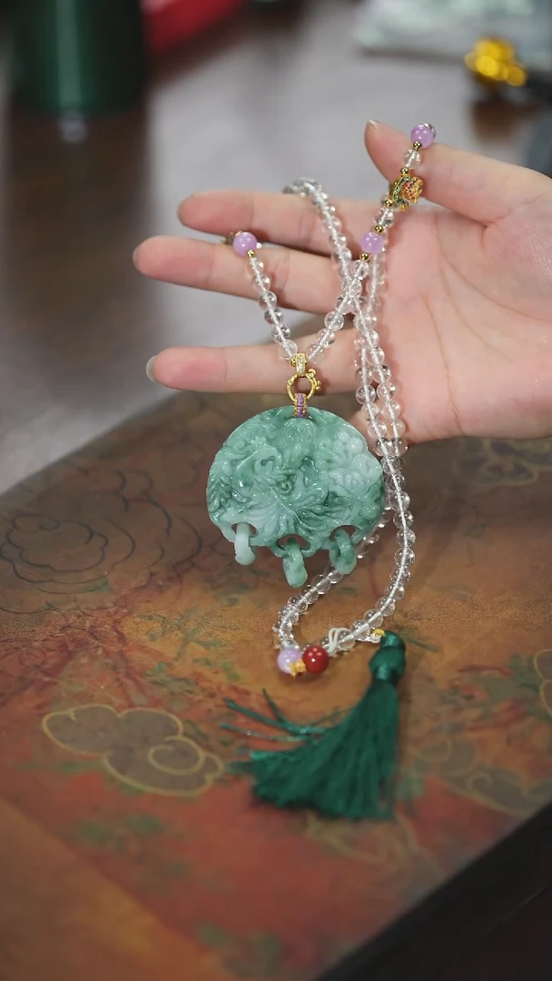 【闪购商品】翡翠挂件未镶嵌凤穿牡丹