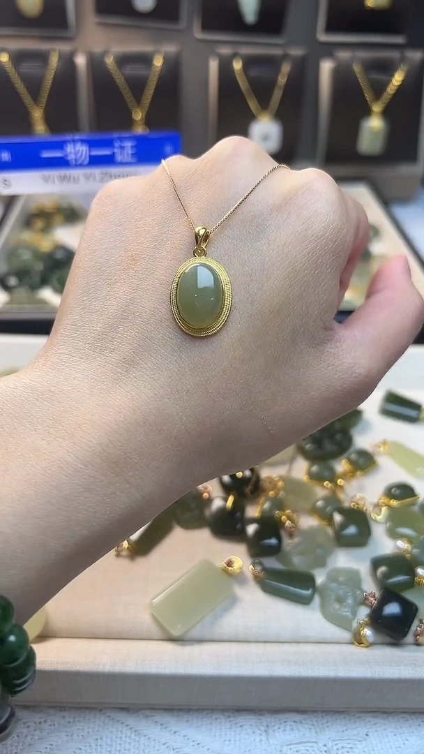 颈饰银S925镶嵌和田玉 颈饰 银S925镶嵌 和田玉
