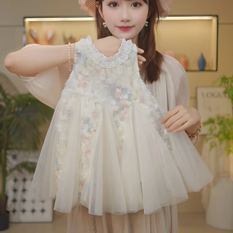 夏季A字裙女卡通风蛋糕裙连衣裙刺绣旗袍夏装汉服公主裙洋气女童