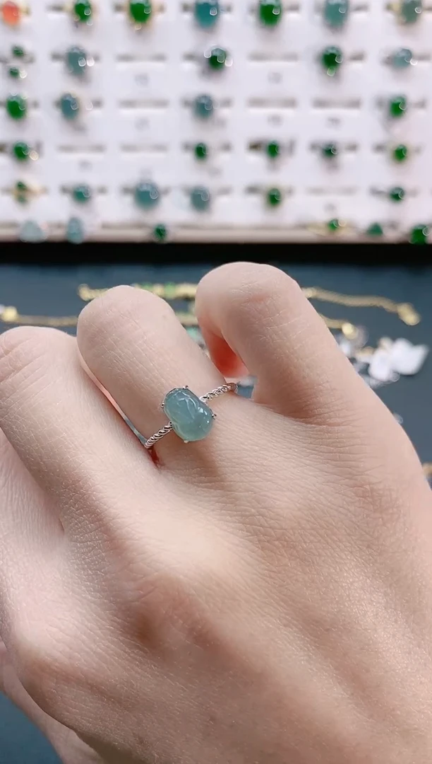 【闪购商品】翡翠戒指银S925镶嵌天然翡翠