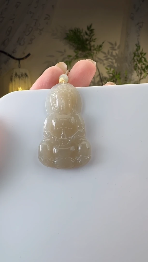 和田玉未镶嵌颈饰藕粉观音