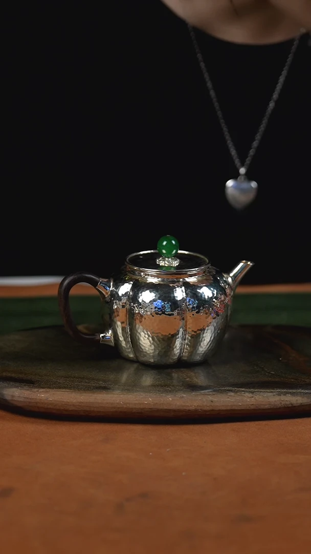手工锤纹南瓜泡茶壶
