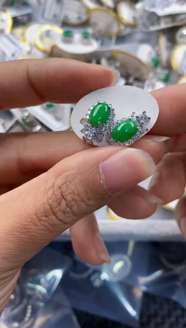 银S925镶嵌戒指翡翠222----1