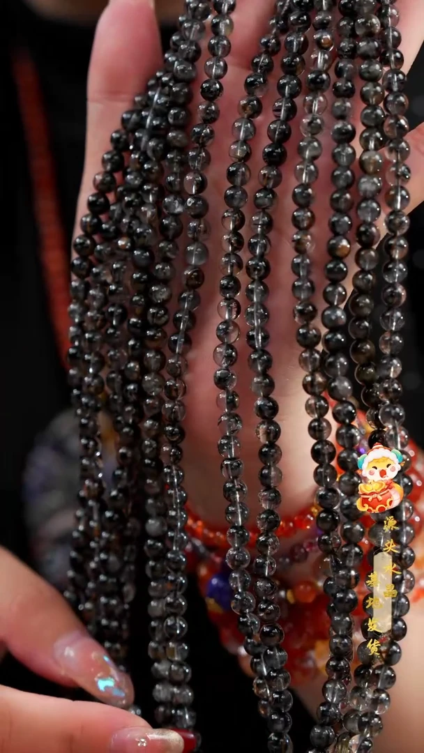 【闪购商品】水晶手串未镶嵌天花板高货黑银钛三圈6MM多样性发其一