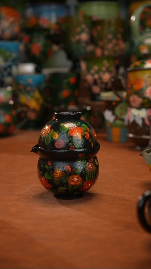 紫砂油画手绘釉下彩