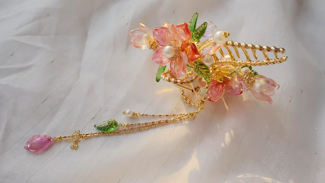 [春潮]原创汉服头饰女古风超仙流苏步摇古装对夹配饰鲨鱼夹流苏