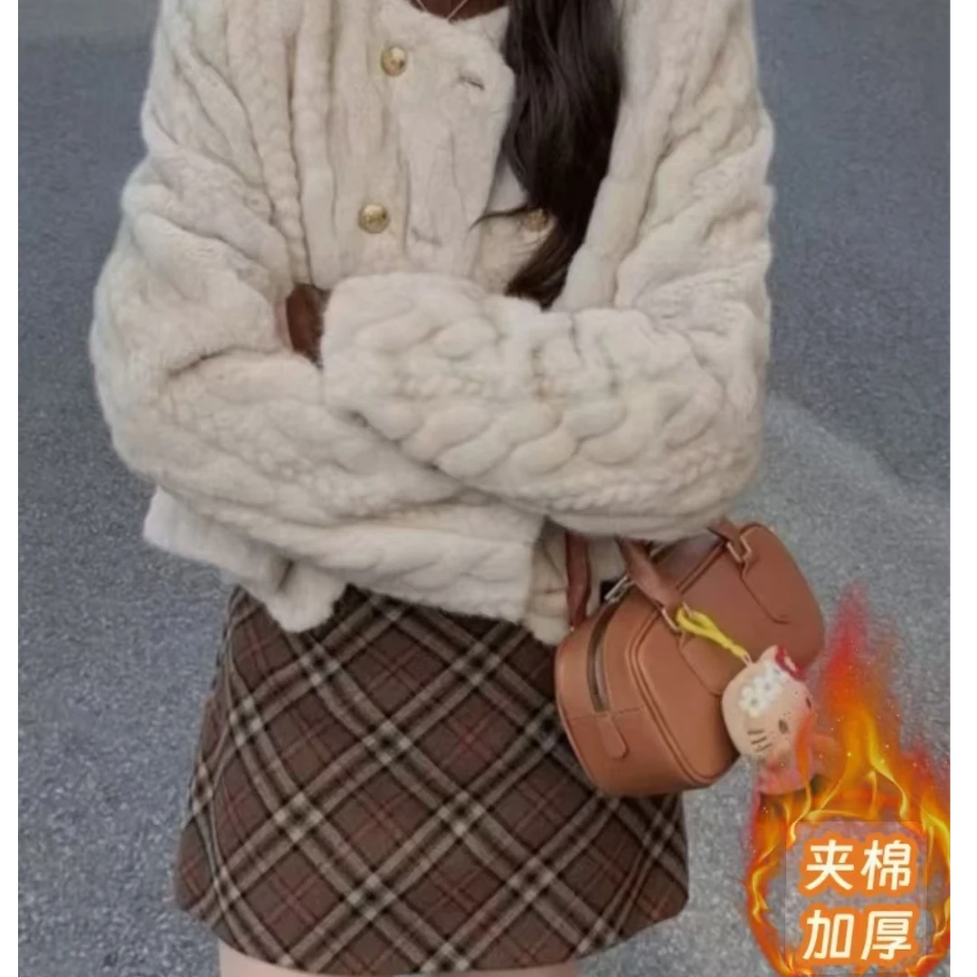 【现货+运费险】仿水貂皮草加棉加厚小香风毛毛外套短款宽松JD288