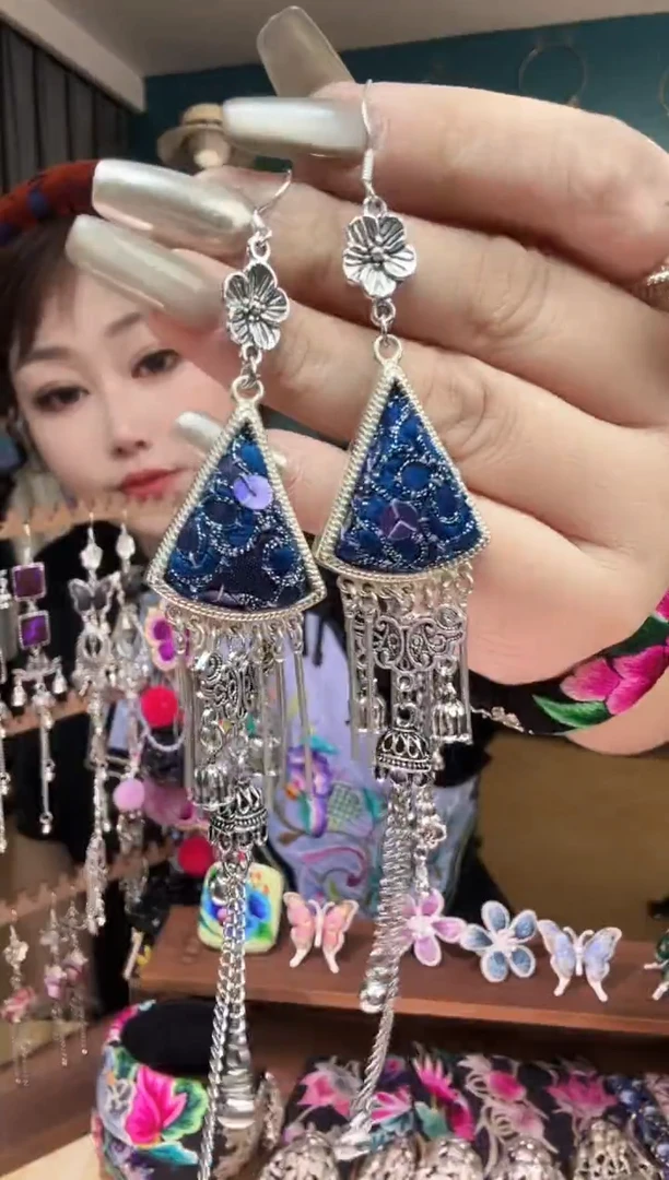 刺绣纯手工民族风刺绣耳环