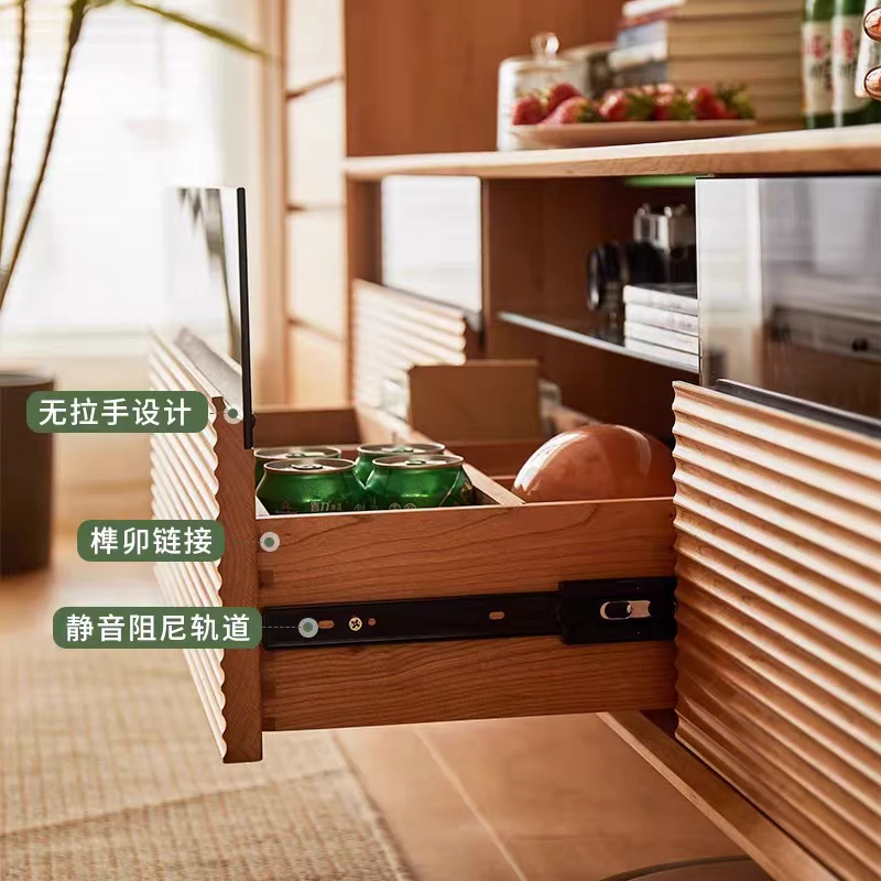 实木电视柜茶几组合北欧樱桃木日式原木奶油风客厅家用小户型落地