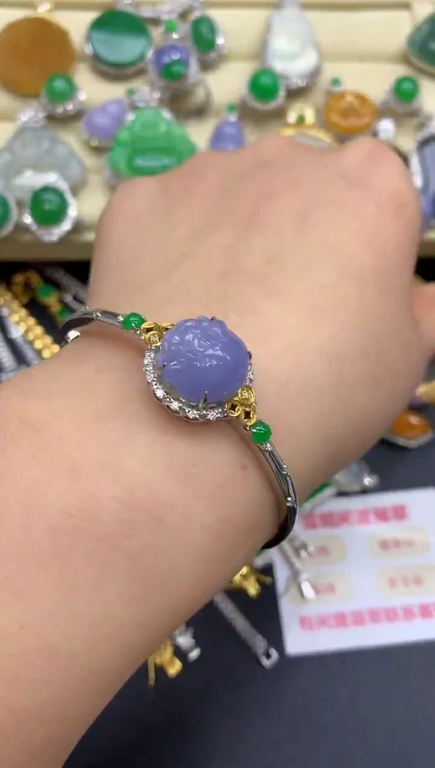 18K金镶嵌手镯翡翠402-中国好珍宝