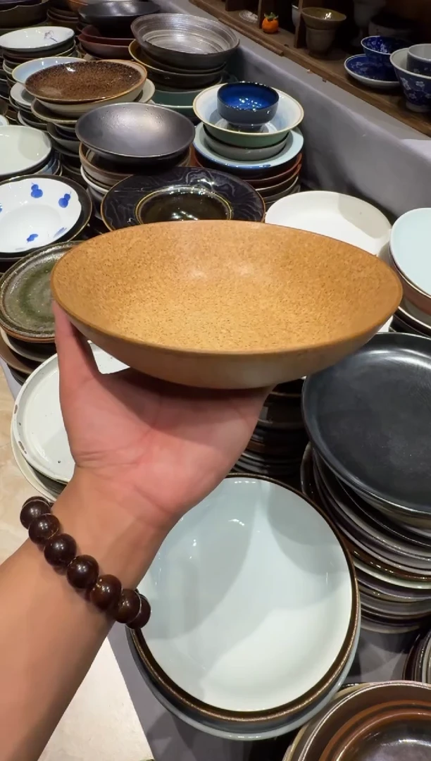 瓷8.5寸复古黄圆盘  福利款