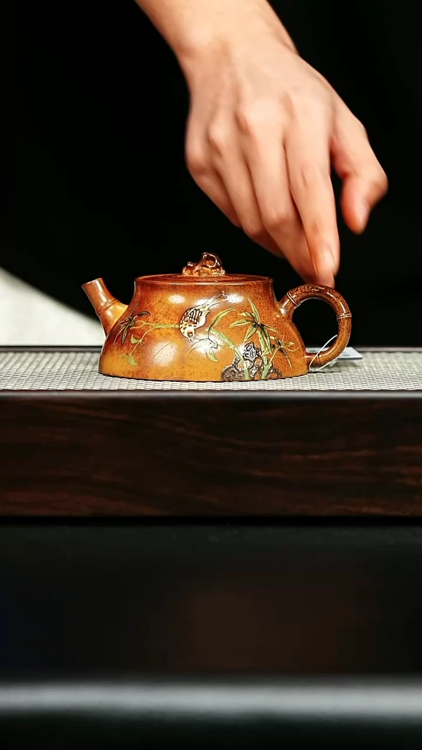 茶壶紫砂宜兴紫砂 梅竹柱瓢 火云烧 李志刚h301