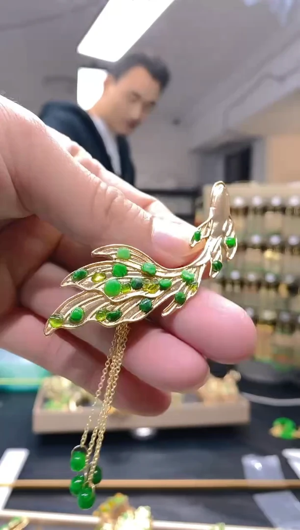 【闪购商品】翡翠耳饰合金120翡翠胸针
