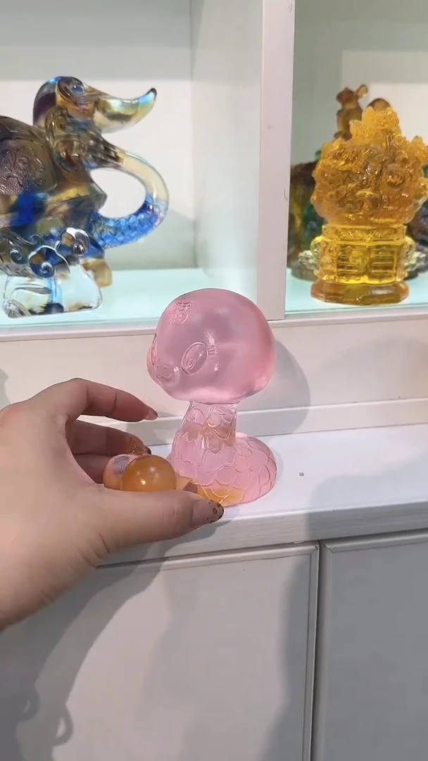 手工艺品琉璃粉色蛇