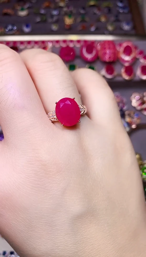 银S925镶嵌戒指红宝石.....