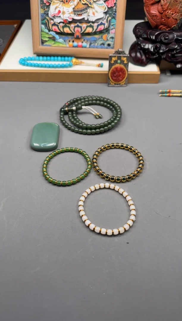 【闪购商品】和田玉（白玉）手串手串18K金镶嵌手串手串