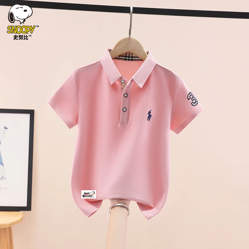史努比男童短袖T恤夏季新款洋气中大童男孩翻领polo衫休闲上衣潮