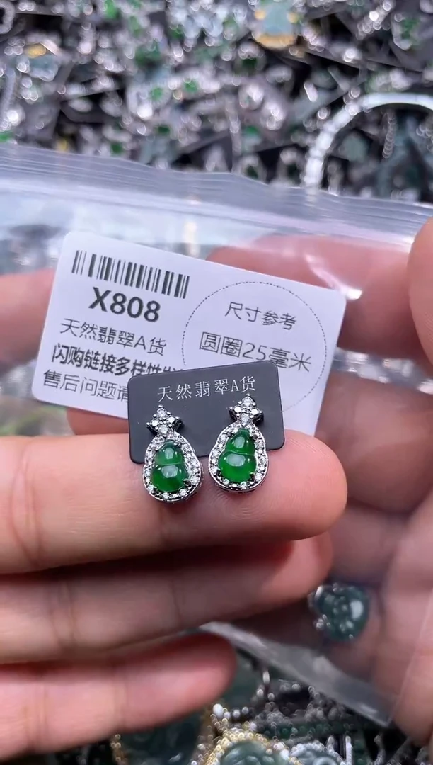 【闪购商品】翡翠颈饰未镶嵌X808耳钉