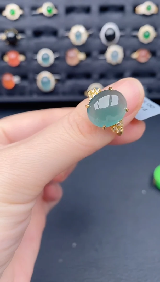 银S925镶嵌戒指翡翠天然a货翡翠81