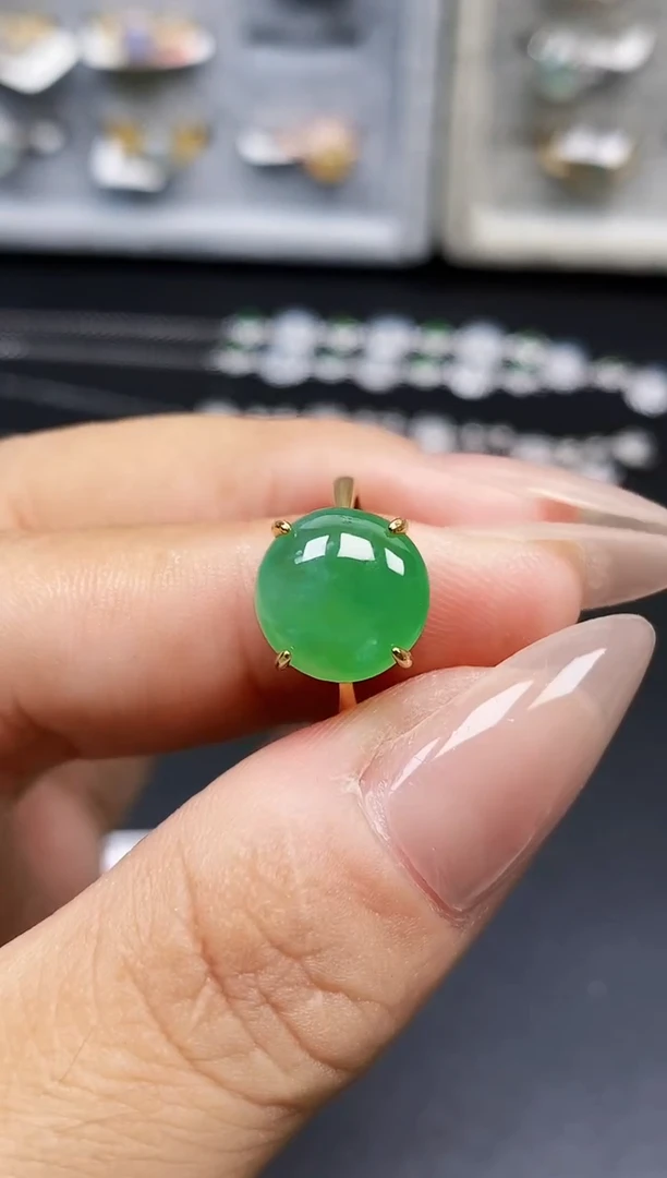 银S925镶嵌戒指翡翠3725
