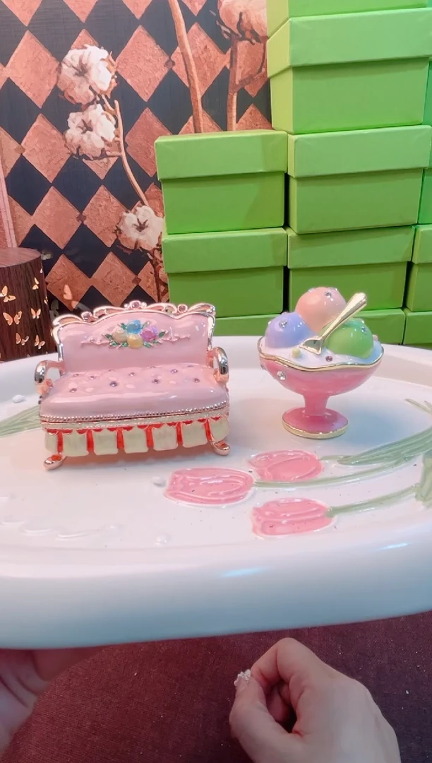 锌合金珐琅彩首饰盒摆件默认微瑕不退不换～